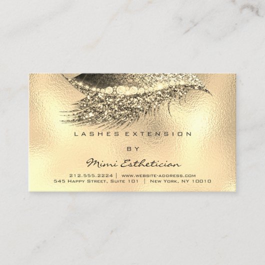 Anleitung zur Nachsorge Lashes Metallic Gold Lux Visitenkarte (Vorderseite)