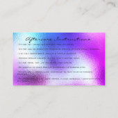 Anleitung zur Nachsorge Lashes Pink Tropfen Royal Visitenkarte (Rückseite)