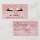 Anleitung zur Nachsorge Lashes Studio Pink Marble Visitenkarte (Vorne/Hinten)