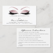 Anleitung zur Nachsorge Lashes Studio Pink Pastel Visitenkarte (Vorne/Hinten)