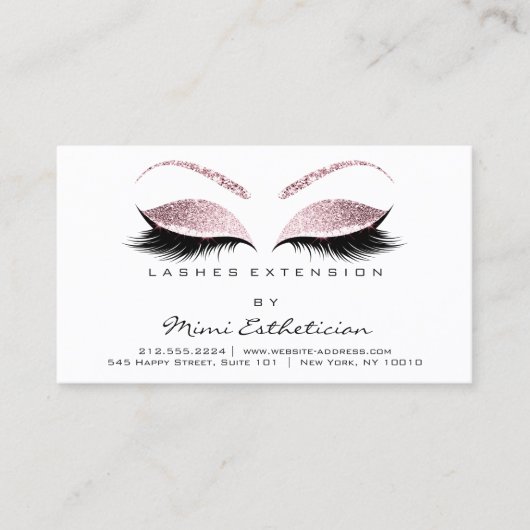 Anleitung zur Nachsorge Lashes Studio Pink Pastel Visitenkarte (Vorderseite)