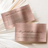 Anleitung zur Nachsorge Rose Gold Metallic Visitenkarte