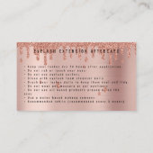 Anleitung zur Nachsorge Rose Pink Gold Glitzer Visitenkarte (Rückseite)