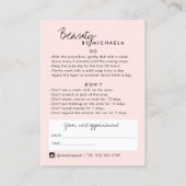 Anleitung zur Nachsorge und Anstellung von Lash/Br Visitenkarte (Rückseite)