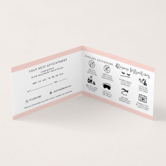 Anleitung zur Nachsorge und Erinnerung der Anstell Visitenkarten (Innenseite)