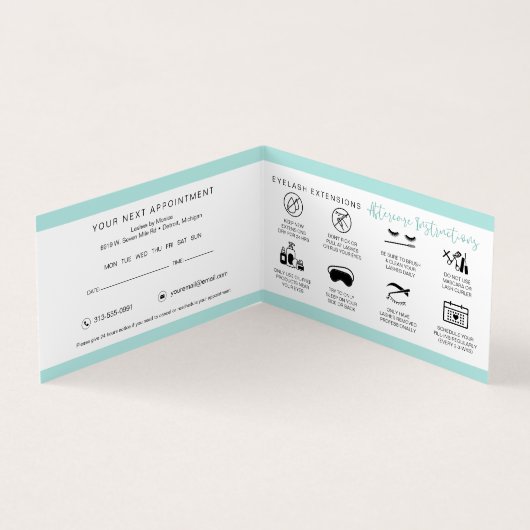 Anleitung zur Nachsorge und Erinnerung der Anstell Visitenkarten (Innenseite)