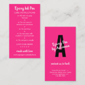 Anleitung zur Neon-Pink-Pflege für Epoxy-Pen Mitteilungskarte (Vorne/Hinten)