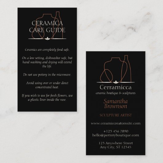 Anleitung zur Pflege der Keramik für Schwarztafel Visitenkarte (Vorne/Hinten)