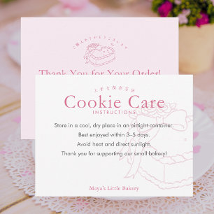 Anleitung zur Pflege von Coquette Pink Heart Cooki Dankeskarte