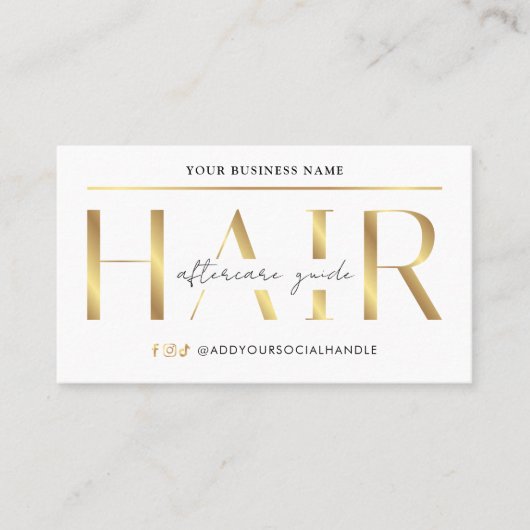 Anleitung zur Pflege von Glam Chic Gold Hair Exten Visitenkarte (Vorderseite)