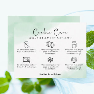 Anleitung zur Pflege von Keksen Mintgrüne Wasserfa Dankeskarte