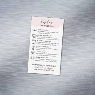 Anleitung zur Pflege von rosa Tassen anpassbar Magnetische Visitenkarte