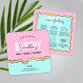 Anleitung zur Pflege von trendy Pink Blue Cartoon Quadratische Visitenkarte