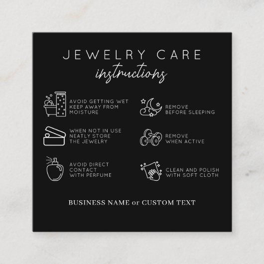 Anleitung zur Schmuckpflege Schwarzer Dank Geschäf Begleitkarte (Vorderseite)