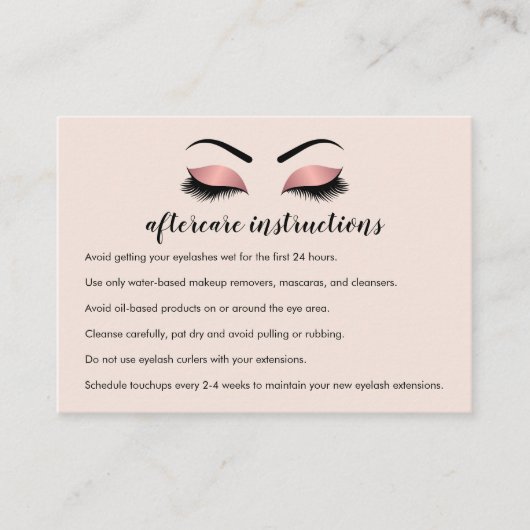 Anleitung zur Verlängerung der Pink Gold Lash Nach Visitenkarte (Vorderseite)