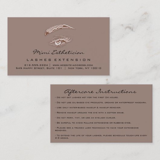 Anleitungen für die Nachsorge Lash Rose Eye Logo B Visitenkarte (Vorne/Hinten)