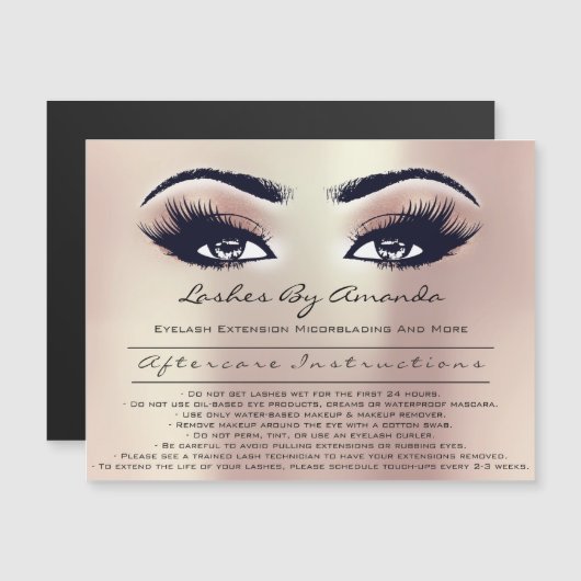 Anleitungen für die Nachsorge Lashes Extension Mic Magneteinladung (Vorne/Hinten)
