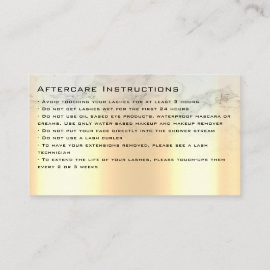 Anleitungen für die Nachsorge Luxury Gold Glitzer Visitenkarte (Rückseite)