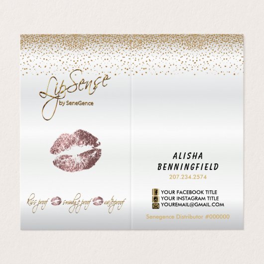 Anleitungen für die Rose und Gold Lip Visitenkarten (Außenseite Aufgefaltet)