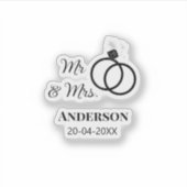 Anm & Frau geben Sie den Familiennamen Datum Jahr  Aufkleber (Vorderseite)