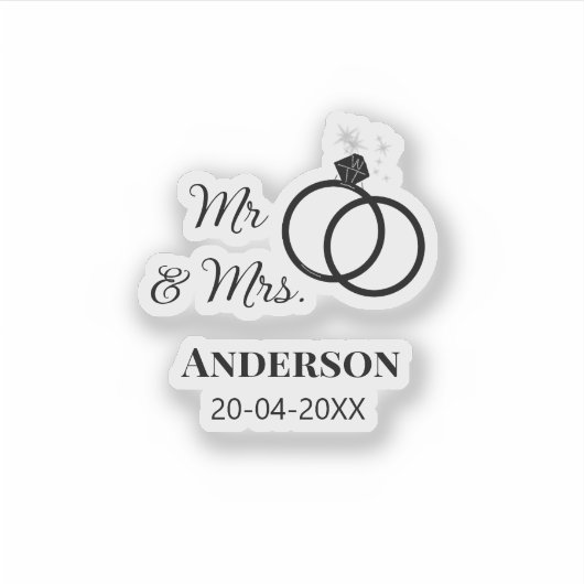 Anm & Frau geben Sie den Familiennamen Datum Jahr Aufkleber (Vorderseite)