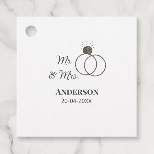 Anm & Frau geben Sie den Familiennamen Datum Jahr  Geschenkanhänger (Vorderseite)