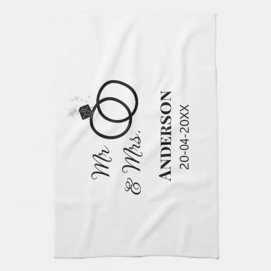 Anm & Frau geben Sie den Familiennamen Datum Jahr Geschirrtuch (Vertikal)