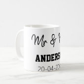 Anm & Frau geben Sie den Familiennamen Datum Jahr Kaffeetasse (Vorderseite Links)
