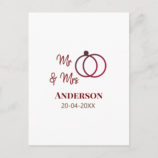 Anm & Frau geben Sie den Familiennamen Datum Jahr  Postkarte (Vorderseite)