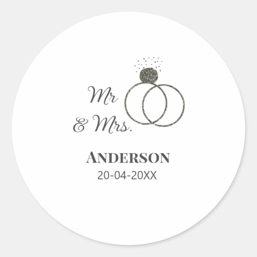 Anm & Frau geben Sie den Familiennamen Datum Jahr  Runder Aufkleber (Vorderseite)