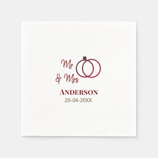 Anm & Frau geben Sie den Familiennamen Datum Jahr Serviette (Vorderseite)