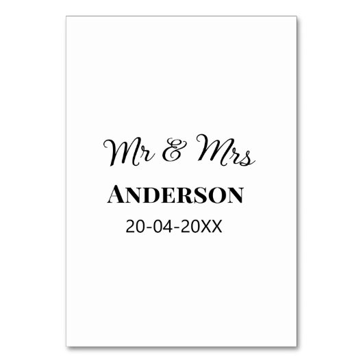 Anm & Frau geben Sie den Familiennamen Datum Jahr  Tischnummer (Vorderseite)