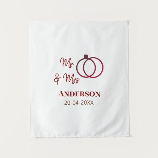 Anm & Frau geben Sie den Familiennamen Datum Jahr Wandteppich (Vorderseite)