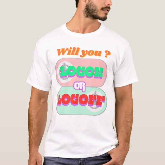 Anmelden oder Abmelden Arbeiten hart an Computern T-Shirt (Vorderseite)