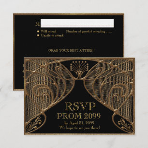 ANMELDEN RSVP, Der große Gatsby, Gold auf Schwarz Einladung