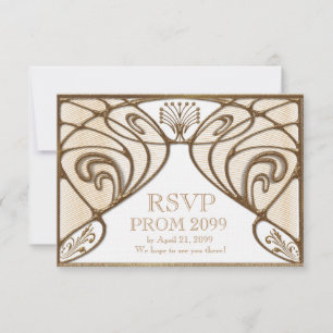 ANMELDUNG ERBETEN, Großer Gatsby, Gold auf Weiß RSVP Karte