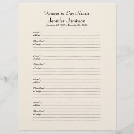 Anmeldung für das Memorial Book Filler Seite 4 Nam