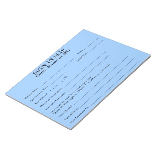 Anmeldung für Privatanwender in Slips Notepad (Sky Notizblock (angewinkelt)