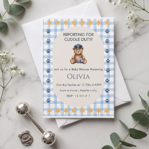 Anmeldung zum Streicheldienst Polizei-Baby-Shower Einladung