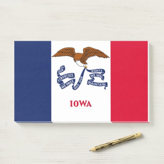 Anmerkungen unter der Flagge von Iowa, USA Post-it Klebezettel (Auf Schreibtisch)