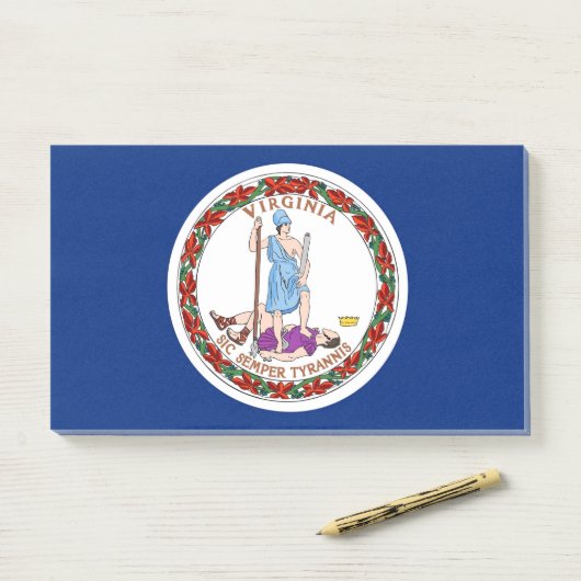 Anmerkungen unter der Flagge von Virginia, USA Post-it Klebezettel (Auf Schreibtisch)