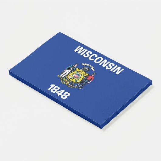 Anmerkungen unter der Flagge von Wisconsin, USA Post-it Klebezettel (angewinkelt)