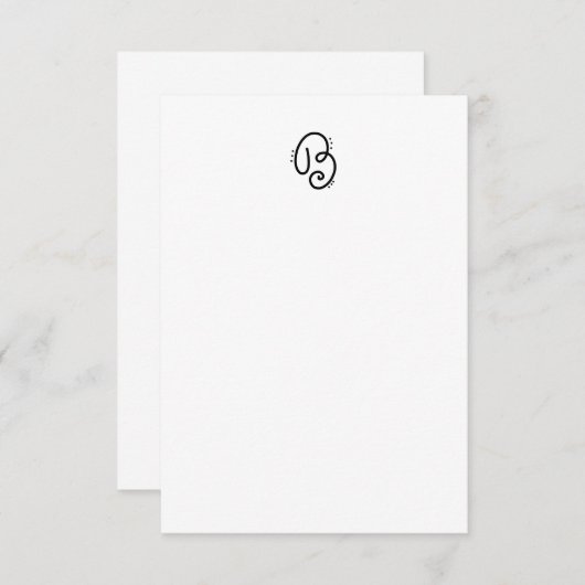 Anmerkungen zu handgezeichneten Monogrammen B Dankeskarte (Vorne/Hinten)