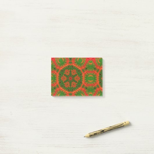 Anmerkungen zu Orange und Green Kaleidoscope Post-it Klebezettel (Auf Schreibtisch)