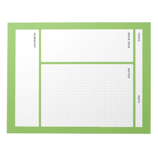 Anmerkungen zum Cornell (Punkt) Notizblock (Vorderseite)