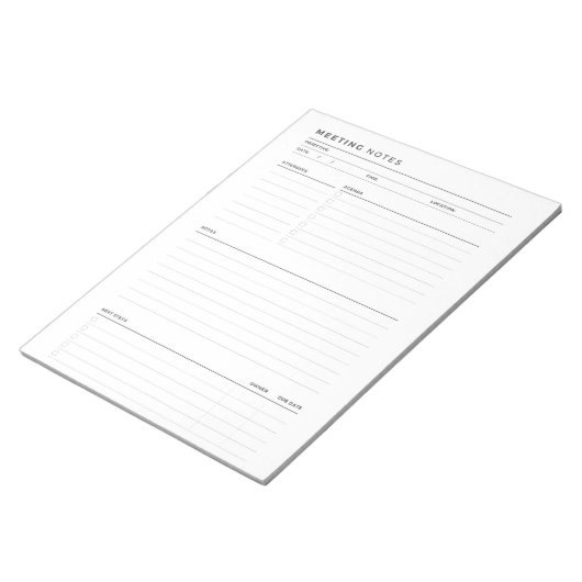 Anmerkungen zum Meeting, Notepad, Notepad zum Arbe Notizblock (angewinkelt)