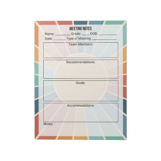 Anmerkungen zum Meeting Notepad - Sun Notizblock (Rotiert)