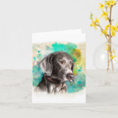 ANMERKUNGS-KARTE DER WASSERFARBE-WEIMARANER MIT KARTE (Gelbe Blume)