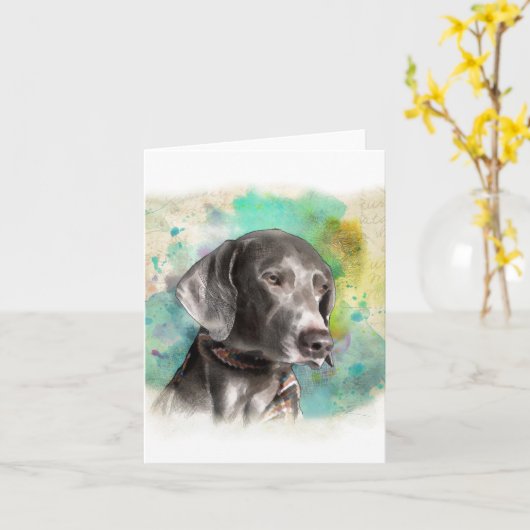 ANMERKUNGS-KARTE DER WASSERFARBE-WEIMARANER MIT KARTE (Gelbe Blume)