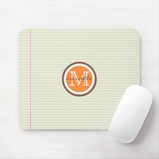 Anmerkungs-Papier-Hintergrund-Orangen-Monogramm Mousepad (Mit Mouse)